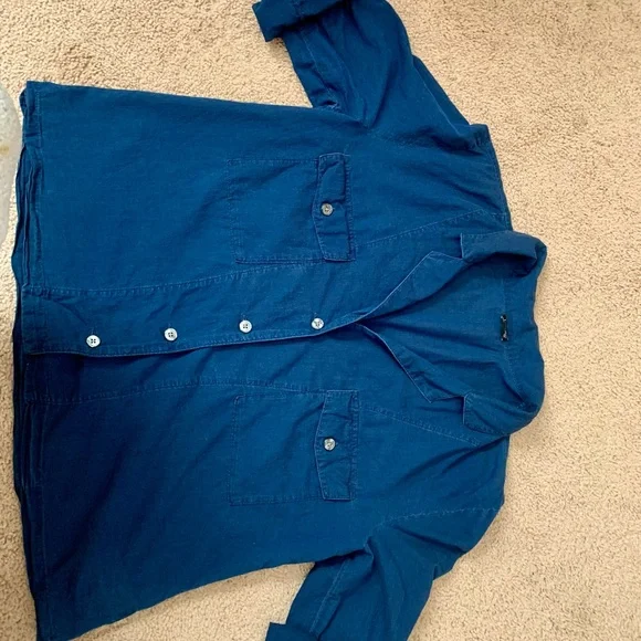 J Crew Camp Collar Shirt Womens 12 Blue V
Neck Cotton Voile Button Up Roll Tab - Picture 10 of 11